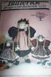 6310 BUTTERICK 24'',  14'' BETH & JENNIFER RAG DOLLS, CLOTHES PATTERN